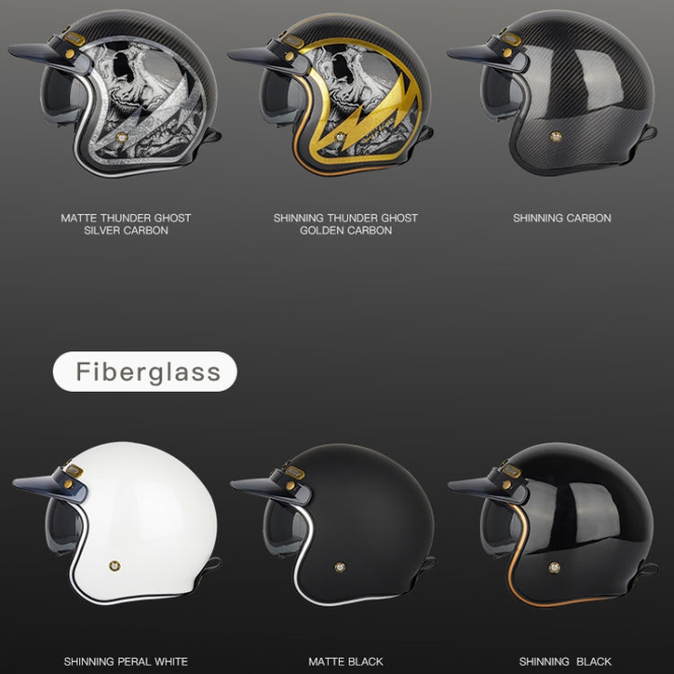 SOMAN Motorcycle Four Seasons Carbon Fiber Half Helmet, Color: Carbon Fiber Gold Lightning(M) - Helmets by SOMAN | Online Shopping South Africa | PMC Jewellery | Buy Now Pay Later Mobicred