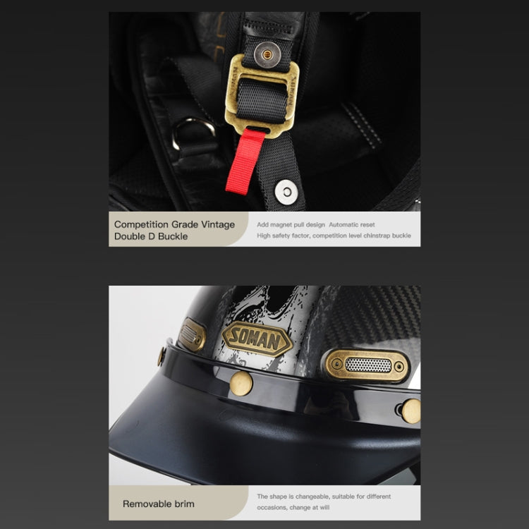 SOMAN Motorcycle Four Seasons Carbon Fiber Half Helmet, Color: FRP Matte Black(S) - free shipping - PMC TechLife - Order now!