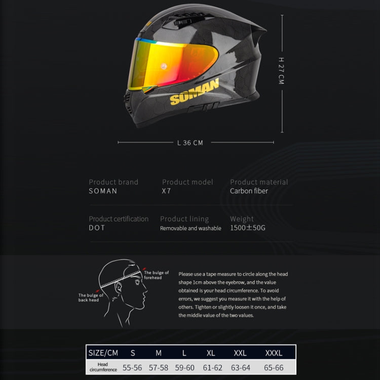 SOMAN Motorcycle Carbon Fiber Double Lens Thermal Safety Helmet, Size: S(Cheetah Print REVO) - Helmets by SOMAN | Online Shopping South Africa | PMC Jewellery | Buy Now Pay Later Mobicred