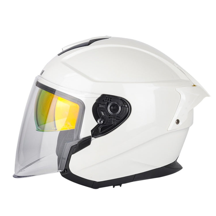 SOMAN Motorcycle Electric Bicycle Dual Lens Riding Helmet, Size: S(Pearl White) - free shipping - PMC TechLife - Order now!
