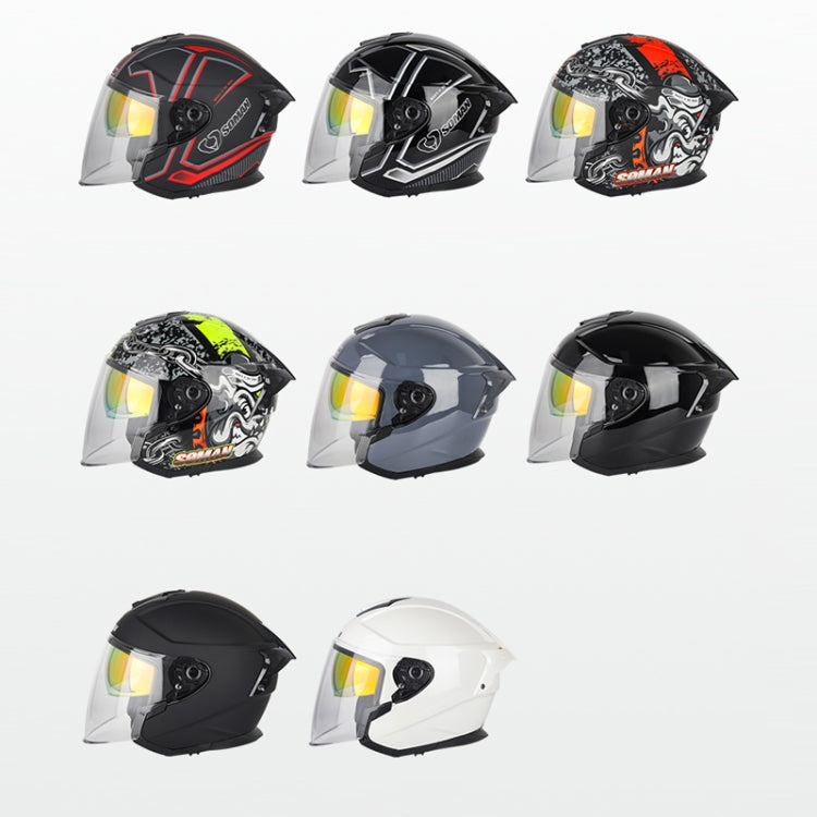 SOMAN Motorcycle Electric Bicycle Dual Lens Riding Helmet, Size: L(Bright Back) - free shipping - PMC TechLife - Order now!