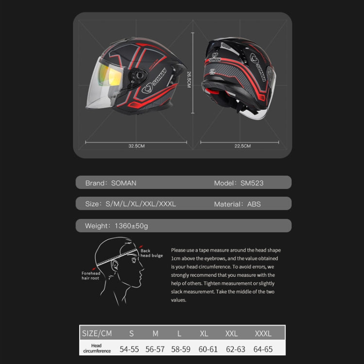 SOMAN Motorcycle Electric Bicycle Dual Lens Riding Helmet, Size: M(Black Silver) - free shipping - PMC TechLife - Order now!