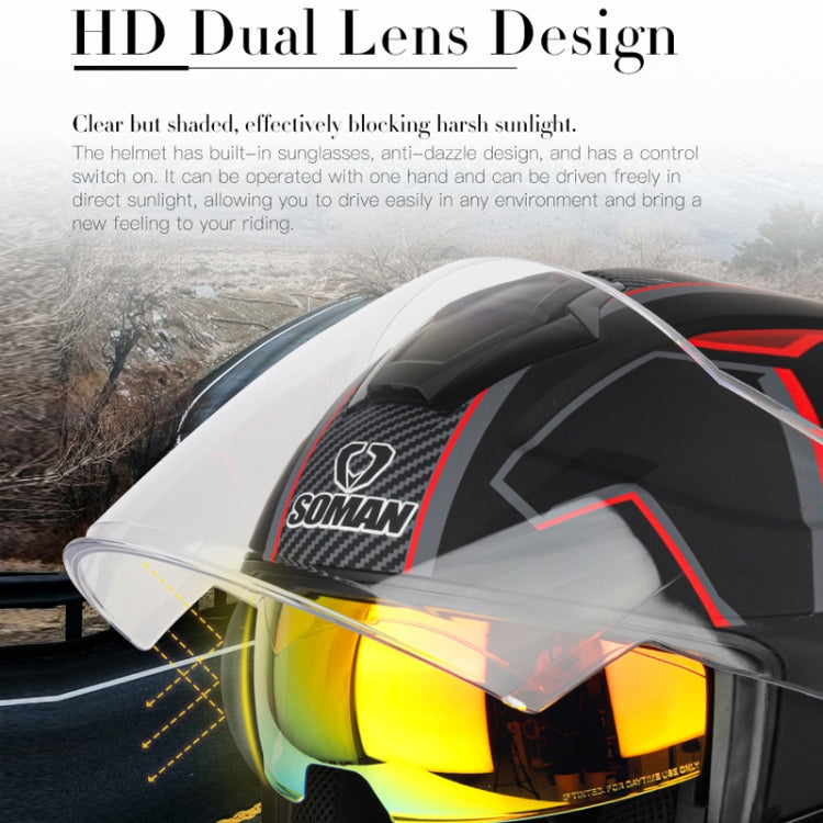 SOMAN Motorcycle Electric Bicycle Dual Lens Riding Helmet, Size: XXL(Bright Back) - free shipping - PMC TechLife - Order now!