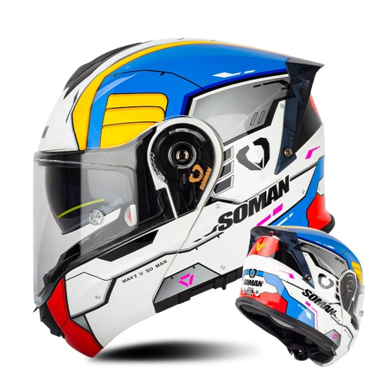 SOMAN Racing Motorcycle Double Lens Riding Safety Helmet, Size: M(Mobile Suit) - free shipping - PMC TechLife - Order now!