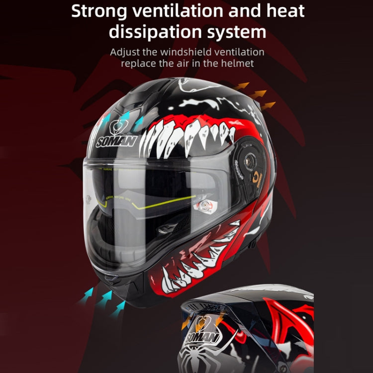 SOMAN Racing Motorcycle Double Lens Riding Safety Helmet, Size: M(Matt Black) - free shipping - PMC TechLife - Order now!