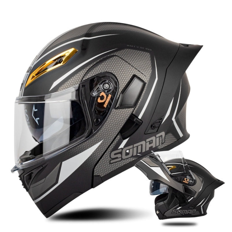SOMAN Motorcycle Dual Lens Riding Peel-Off Full Coverage Helmet, Size: M(Black Gray Track) - free shipping - PMC TechLife - Order now!