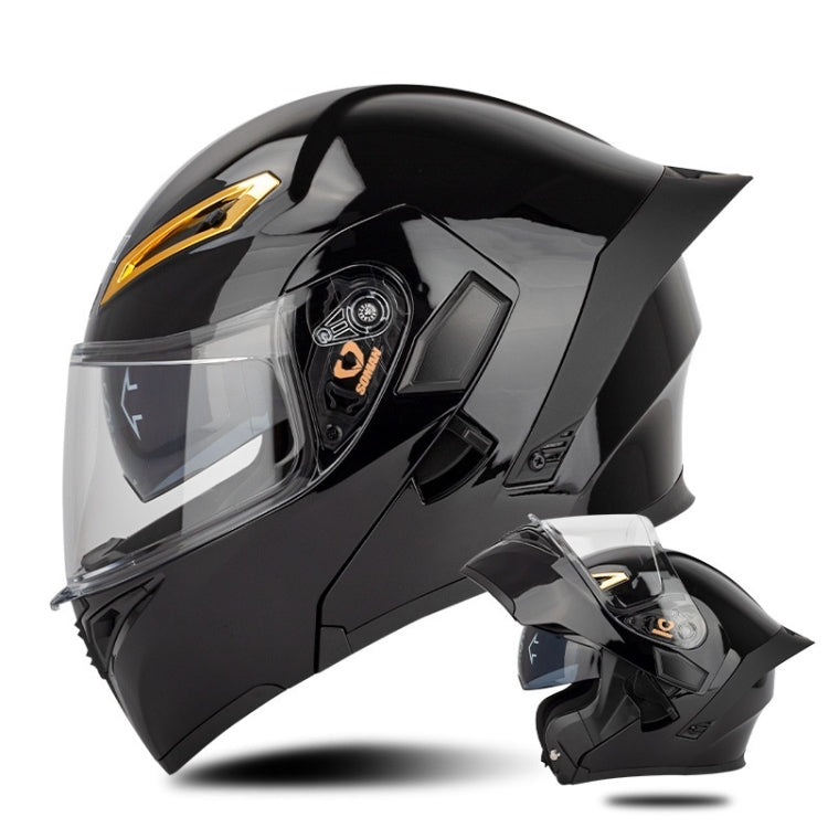 SOMAN Motorcycle Dual Lens Riding Peel-Off Full Coverage Helmet, Size: M(Bright Black) - free shipping - PMC TechLife - Order now!