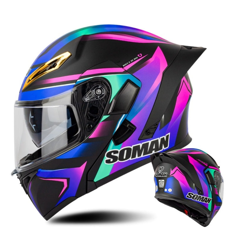 SOMAN Motorcycle Dual Lens Riding Peel-Off Full Coverage Helmet, Size: XL(Sapphire Vision) - free shipping - PMC TechLife - Order now!