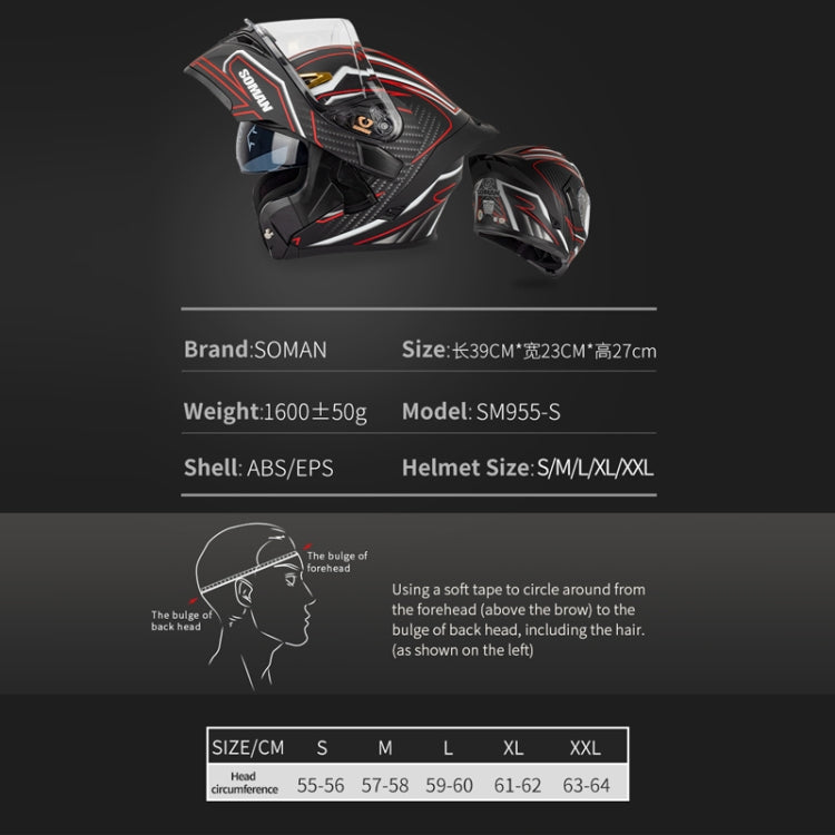 SOMAN Motorcycle Dual Lens Riding Peel-Off Full Coverage Helmet, Size: M(Red Gray Vision) - free shipping - PMC TechLife - Order now!