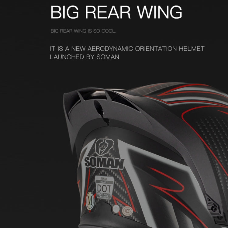 SOMAN Motorcycle Dual Lens Riding Peel-Off Full Coverage Helmet, Size: M(Bright Black White) - free shipping - PMC TechLife - Order now!