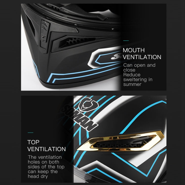 SOMAN Motorcycle Dual Lens Riding Peel-Off Full Coverage Helmet, Size: L(Matt Black Red) - free shipping - PMC TechLife - Order now!