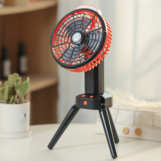 Outdoor Camping USB Charging Fan Tent Swing Head Fan With Tripod LED Light(Black Orange) - Electric Fans by PMC Jewellery | Online Shopping South Africa | PMC Jewellery | Buy Now Pay Later Mobicred