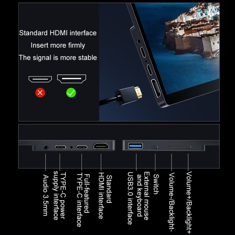 13.3 inch Ordinary Version 4K Portable External Extended Screen Display For Switch/PS5/Mobile Phone/Computer(UK Plug) - LCD Monitors by PMc TechLife | Online Shopping South Africa | PMc TechLife | Buy Now Pay Later Mobicred