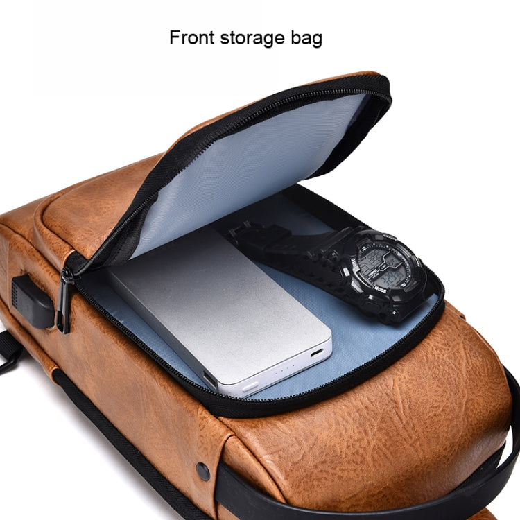 WEIXIER X318 Single Shoulder Crossbody Male Waterproof Anti-Theft Small Backpack(Light Brown) - free shipping - PMC TechLife - Order now!