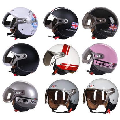 GXT Electric Vehicle Half Cover Helmet Four Seasons Retro Helmet, Size: M(Bright Black Flower) - Helmets by GXT | Online Shopping South Africa | PMC Jewellery | Buy Now Pay Later Mobicred