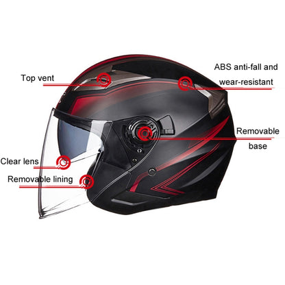 GXT 708 Electric Vehicle Dual Lens Helmet Four Seasons Safety Helmet, Size: XL(Bright Black Red) - Helmets by GXT | Online Shopping South Africa | PMC Jewellery | Buy Now Pay Later Mobicred