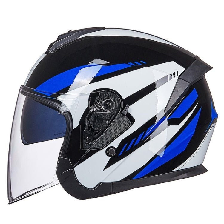 GXT Electric Vehicle Four Seasons Sun Protection & Windshield Double Lens Helmet, Size: L(Bright Black Blue) - free shipping - PMC TechLife - Order now!