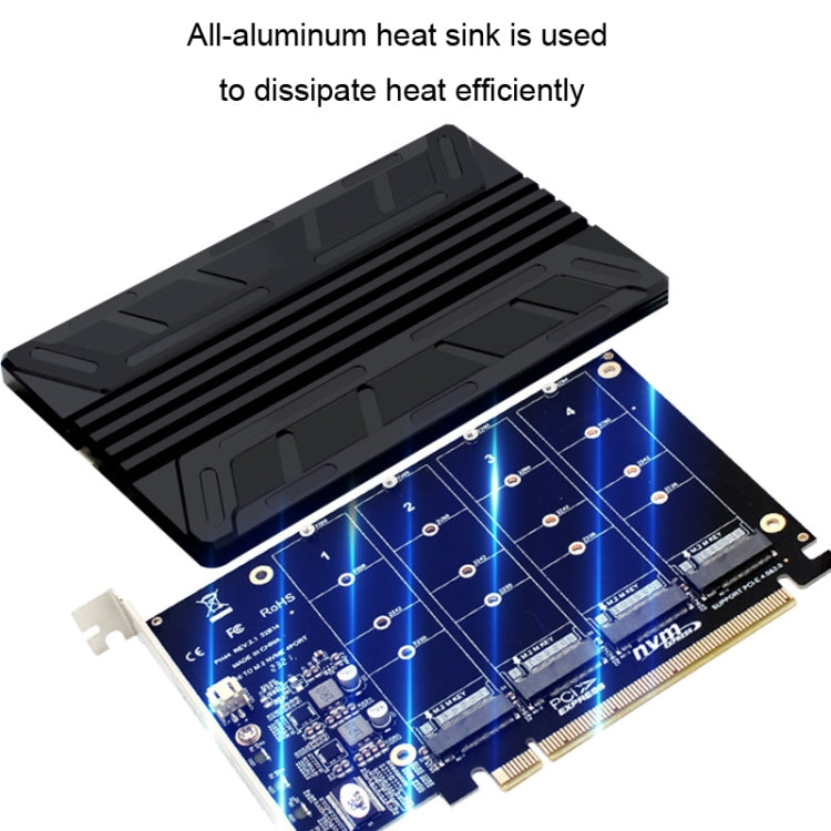 NVMe M.2 MKEY SSD RAID Array Motherboard PCIE Split Card Heatsink - Add-on Cards by PMC Jewellery | Online Shopping South Africa | PMC Jewellery