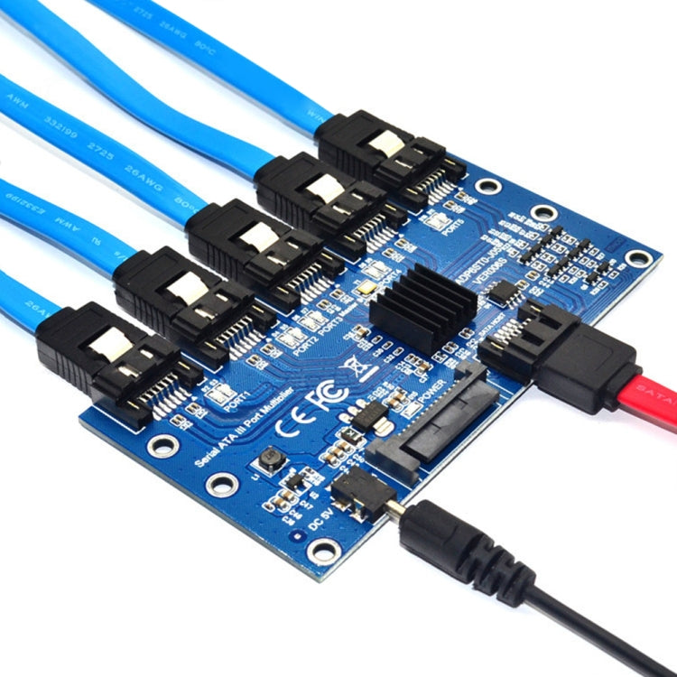 SATA2.0 3Gbps JMB321 Chip SATA Expansion Card 1 to 5 Port Riser Card - free shipping - PMC Jewellery - Order now!