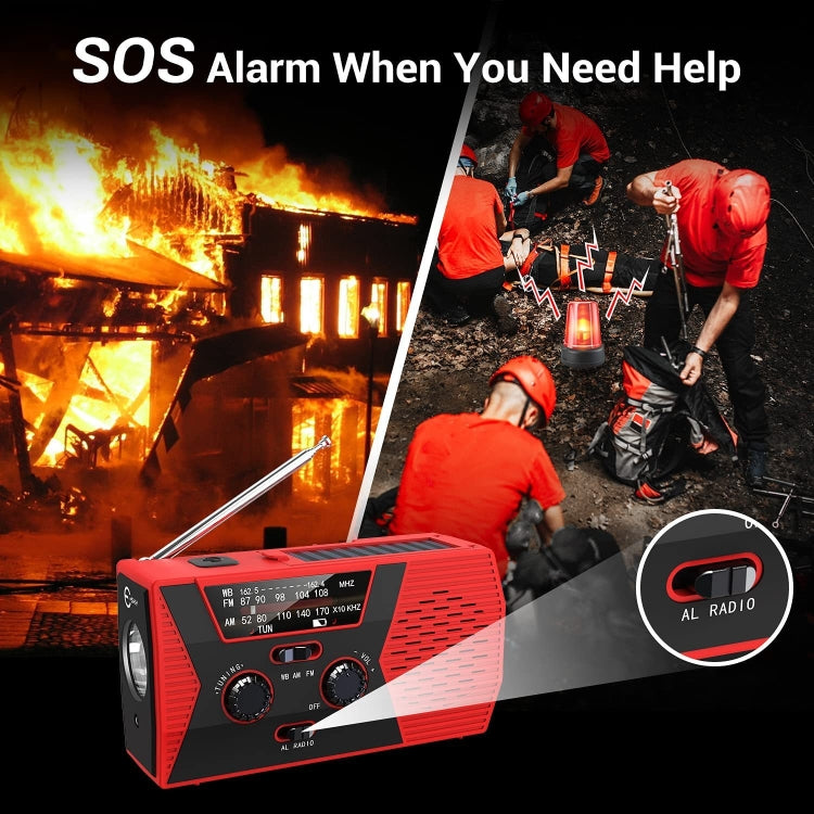 AM/FM/NoAA 2000mAh Emergency Radio Portable Hand Crank Solar Powered Radio(Green) - Radio Player by PMC TechLife | Online Shopping South Africa | PMC TechLife | Buy Now Pay Later Mobicred