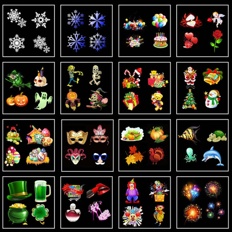 16 Cards US Plug Color Card Pattern 9W Christmas Projection Light Remote Control Snow Light - Christmas Decoration Lamps by PMc TechLife | Online Shopping South Africa | PMc TechLife | Buy Now Pay Later Mobicred