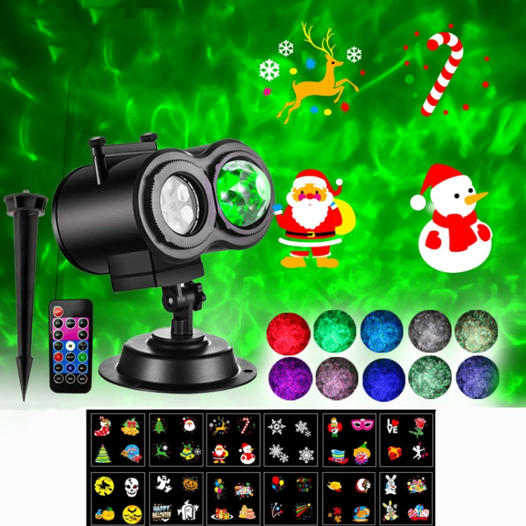 12 Cards US Plug Not Easy To Fade Card Pattern 9W Double Cylinder Water Pattern Christmas Projection Light - Christmas Decoration Lamps by PMc TechLife | Online Shopping South Africa | PMc TechLife | Buy Now Pay Later Mobicred