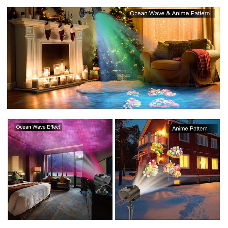 12 Cards US Plug Not Easy To Fade Card Pattern 9W Double Cylinder Water Pattern Christmas Projection Light - Christmas Decoration Lamps by PMc TechLife | Online Shopping South Africa | PMc TechLife | Buy Now Pay Later Mobicred