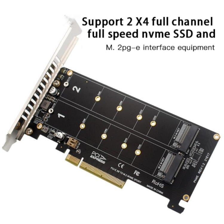 PCI-E X8 Double Disk Transfer Card NVME M.2 MKEY SSD RAID Array Expansion Adapter(PH45) - Card Adapter by PMC Jewellery | Online Shopping South Africa | PMC Jewellery