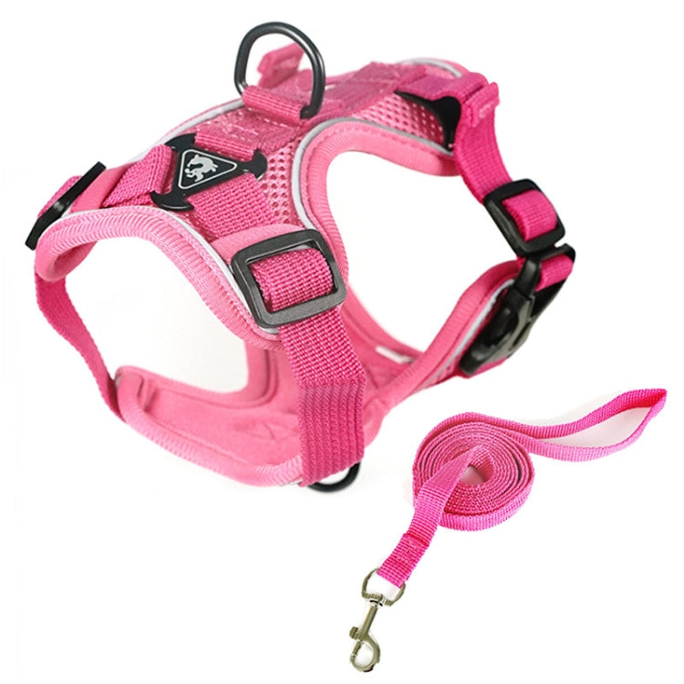 Pet Vest Harness + Traction Rope Set Reflective Breathable Dog Cat Harness, Size: S(Pink) - Leashes by PMC TechLife | Online Shopping South Africa | PMC TechLife