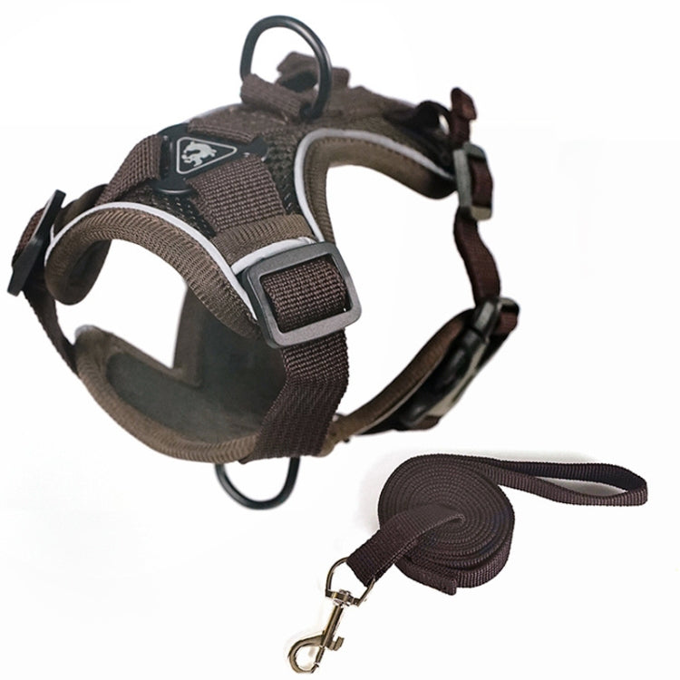 Pet Vest Harness + Traction Rope Set Reflective Breathable Dog Cat Harness, Size: M(Coffee) - Leashes by PMC TechLife | Online Shopping South Africa | PMC TechLife