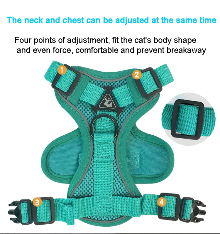 Pet Vest Harness + Traction Rope Set Reflective Breathable Dog Cat Harness, Size: L(Gray) - free shipping - PMC TechLife - Order now!
