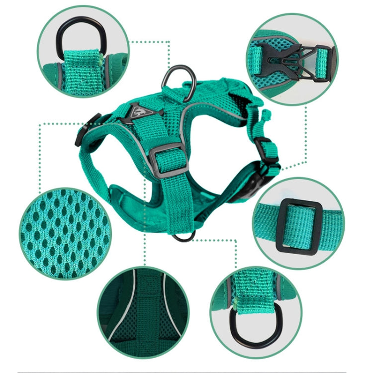 Pet Vest Harness + Traction Rope Set Reflective Breathable Dog Cat Harness, Size: L(Blue) - Leashes by PMC Jewellery | Online Shopping South Africa | PMC Jewellery