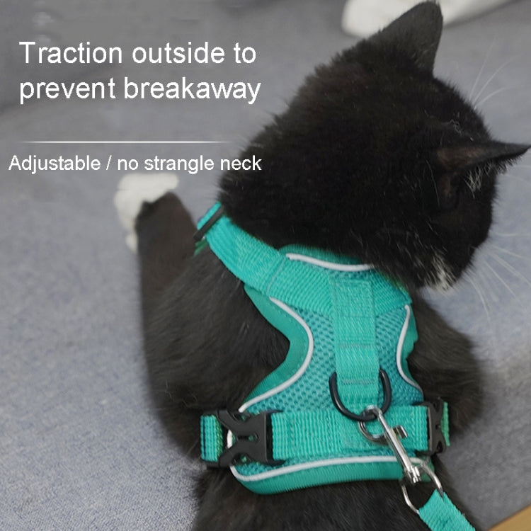 Pet Vest Harness + Traction Rope Set Reflective Breathable Dog Cat Harness, Size: S(Pink) - Leashes by PMC TechLife | Online Shopping South Africa | PMC TechLife
