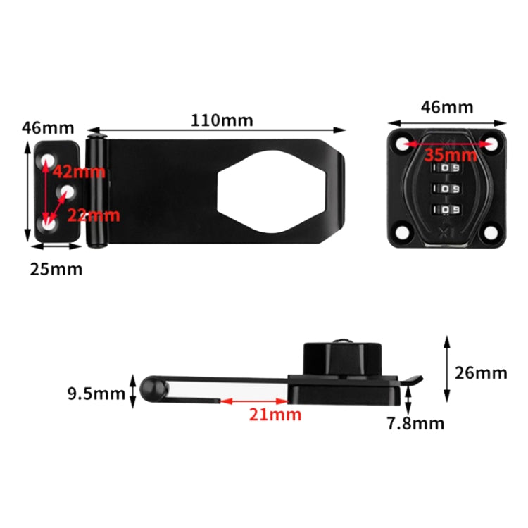 Screw Installation Cabinet Door Combination Lock Anti-Theft Drawer Lock, Style: Two Hole 3 inch Black - Door Locks & Cabinet Locks by PMC TechLife | Online Shopping South Africa | PMC TechLife