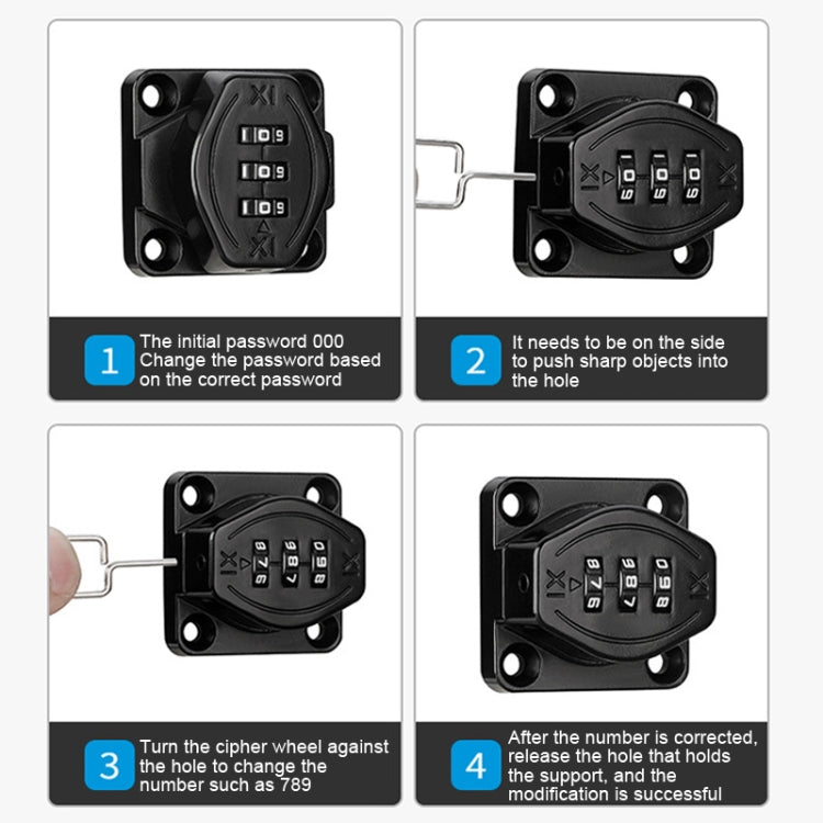 Stick Nail Dual Use Free Punch Cabinet Door Combination Lock Anti-Theft Drawer Lock, Style: Two Hole 3 inch Black - Padlocks by PMC TechLife | Online Shopping South Africa | PMC TechLife