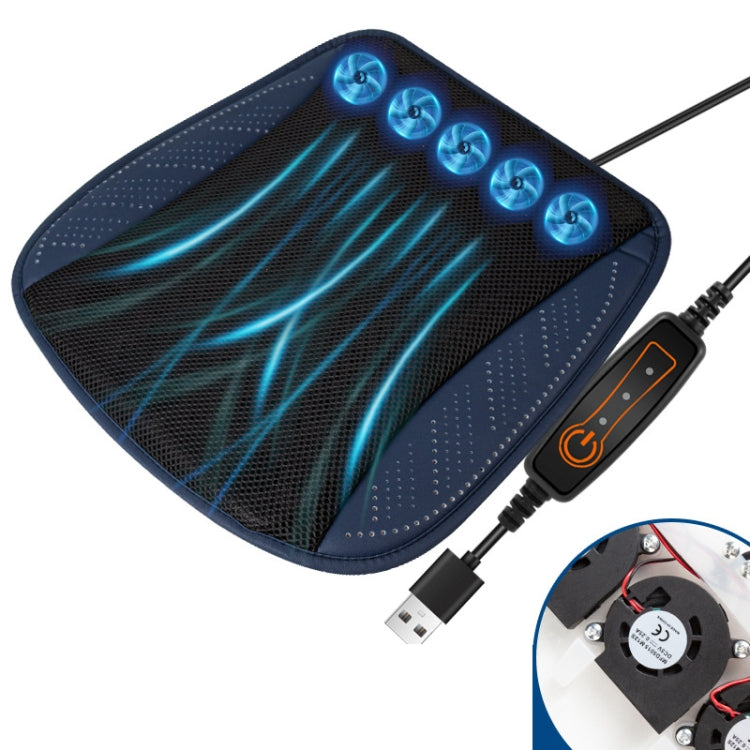 Multifunctional USB Fan Ventilation Heat Dissipation Car Seat Cushion(Navy) - Seat Accessories by PMC TechLife | Online Shopping South Africa | PMC TechLife | Buy Now Pay Later Mobicred
