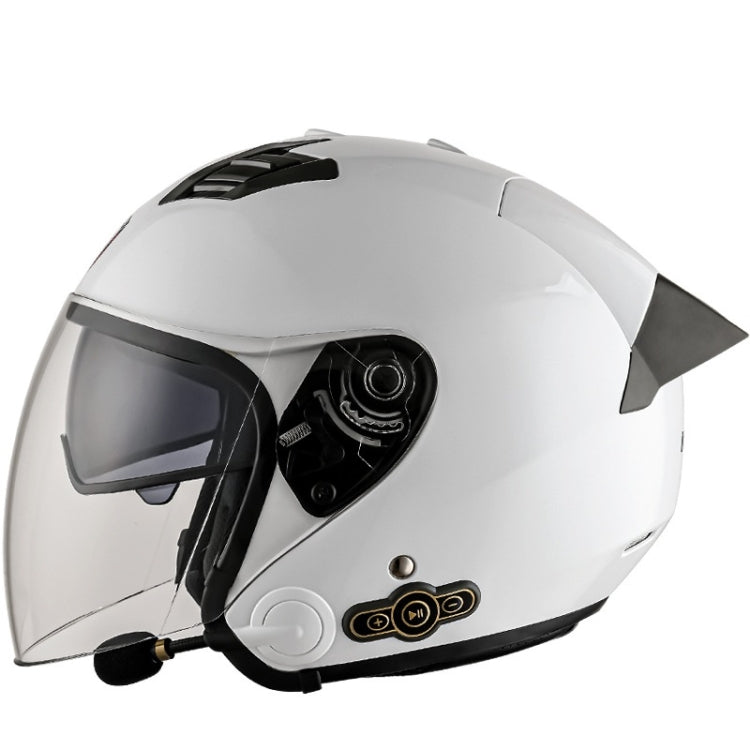 KUQIBAO Motorcycle Smart Bluetooth Sun Protection Double Lens Safety Helmet, Size: L(White+Gray Tail) - free shipping - PMC TechLife - Order now!