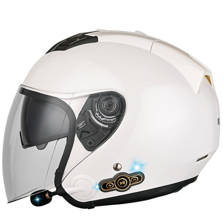 KUQIBAO Motorcycle Smart Bluetooth Sun Protection Double Lens Safety Helmet, Size: XXL(White) - free shipping - PMC TechLife - Order now!