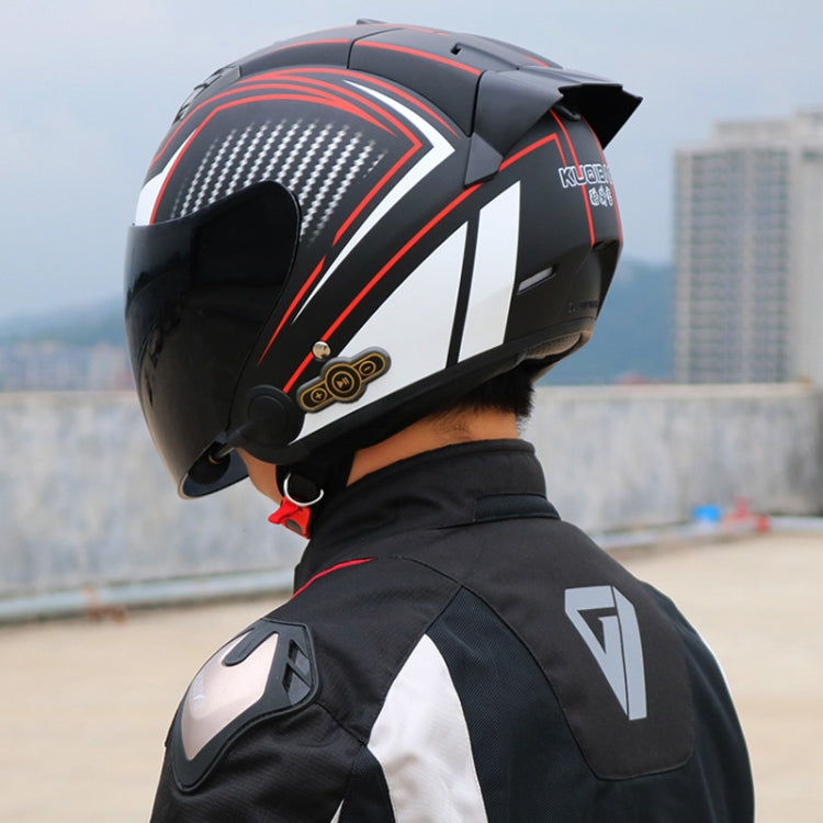 KUQIBAO Motorcycle Smart Bluetooth Sun Protection Double Lens Safety Helmet, Size: L(Bright Black Phantom Fiber+Gray Tail) - Helmets by KUQIBAO | Online Shopping South Africa | PMC Jewellery | Buy Now Pay Later Mobicred