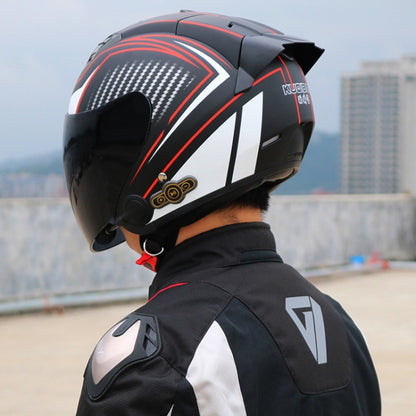 KUQIBAO Motorcycle Smart Bluetooth Sun Protection Double Lens Safety Helmet, Size: XXL(Matte Black Phantom Fiber+Black Tail) - Helmets by KUQIBAO | Online Shopping South Africa | PMC Jewellery | Buy Now Pay Later Mobicred