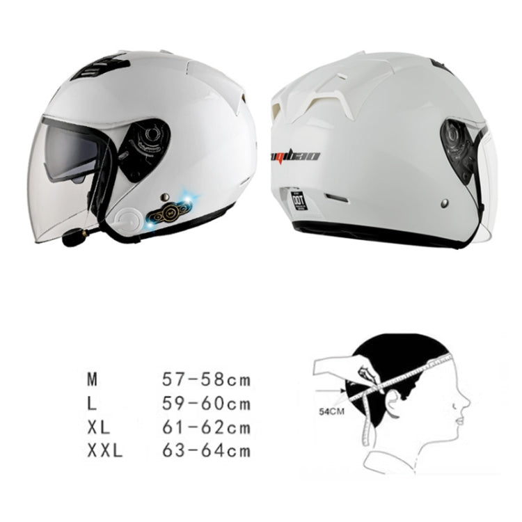 KUQIBAO Motorcycle Smart Bluetooth Sun Protection Double Lens Safety Helmet, Size: M(White+Black Tail) - free shipping - PMC TechLife - Order now!