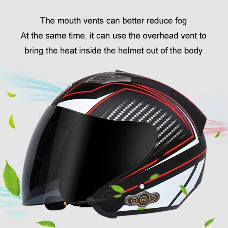 KUQIBAO Motorcycle Smart Bluetooth Sun Protection Double Lens Safety Helmet, Size: M(White+Black Tail) - free shipping - PMC TechLife - Order now!