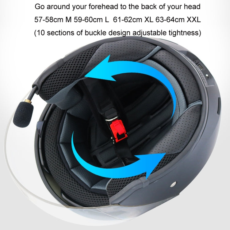 KUQIBAO Motorcycle Smart Bluetooth Sun Protection Double Lens Safety Helmet, Size: M(White+Black Tail) - free shipping - PMC TechLife - Order now!