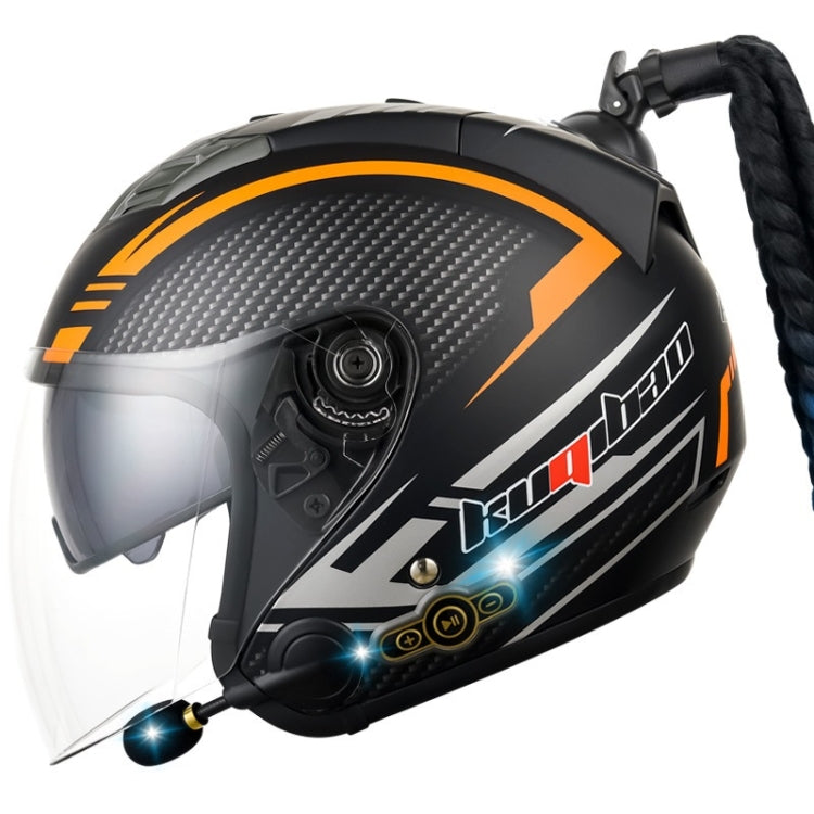 KUQIBAO Motorcycle Bluetooth Headset Double Lens Helmet With Braid, Size: M(Fruits Black Phantom Fiber) - free shipping - PMC TechLife - Order now!