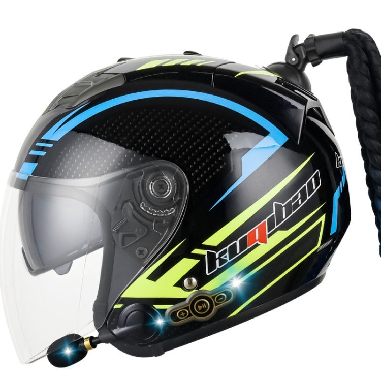 KUQIBAO Motorcycle Bluetooth Headset Double Lens Helmet With Braid, Size: M(Bright Black Phantom Fiber) - Helmets by KUQIBAO | Online Shopping South Africa | PMC TechLife | Buy Now Pay Later Mobicred