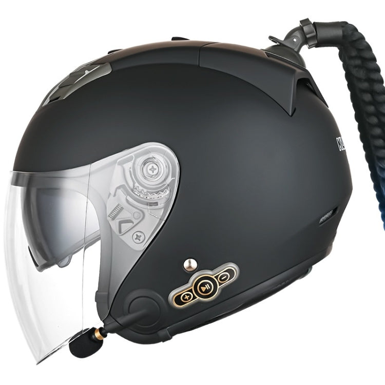 KUQIBAO Motorcycle Bluetooth Headset Double Lens Helmet With Braid, Size: XL(Scrub Black) - Helmets by KUQIBAO | Online Shopping South Africa | PMC Jewellery | Buy Now Pay Later Mobicred