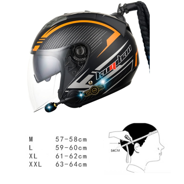 KUQIBAO Motorcycle Bluetooth Headset Double Lens Helmet With Braid, Size: XL(Fruits Black Phantom Fiber) - Helmets by KUQIBAO | Online Shopping South Africa | PMC Jewellery | Buy Now Pay Later Mobicred