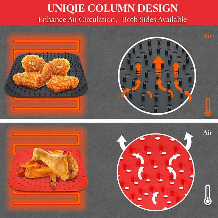 Air Fryer Reusable Silicone Liner Mat Non-Stick Steamer Pad Kitchen Accessories Square Black 23cm - free shipping - PMC TechLife - Order now!