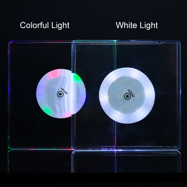 100x10mm Round USB Charging LED Light Up Acrylic Coaster Transparent Crystal Base(White Light) - Car Drink Holders by PMC TechLife | Online Shopping South Africa | PMC TechLife | Buy Now Pay Later Mobicred