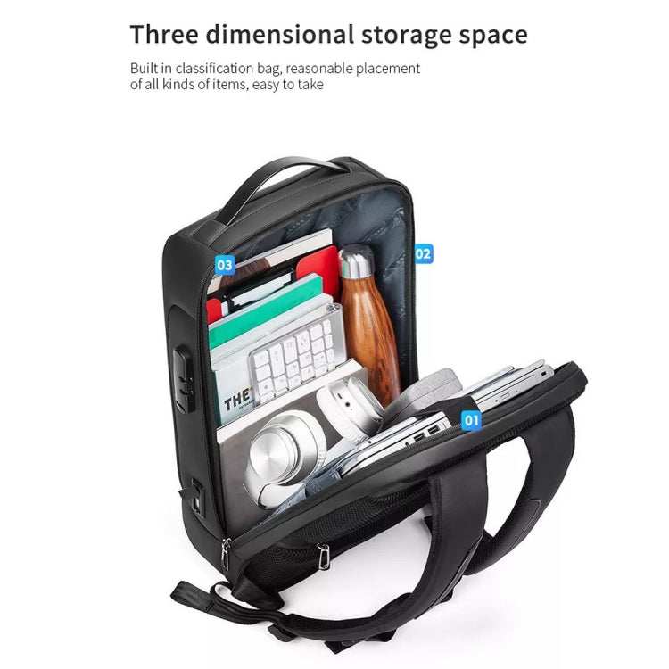 Business Large Capacity Travel Bag Multifunctional Waterproof Laptop Backpack With USB Port(Black) - Backpack by PMC Jewellery | Online Shopping South Africa | PMC Jewellery | Buy Now Pay Later Mobicred